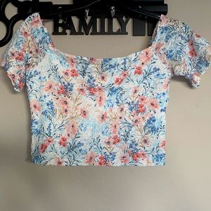 Hollister Floral Off Shoulder Crop Top